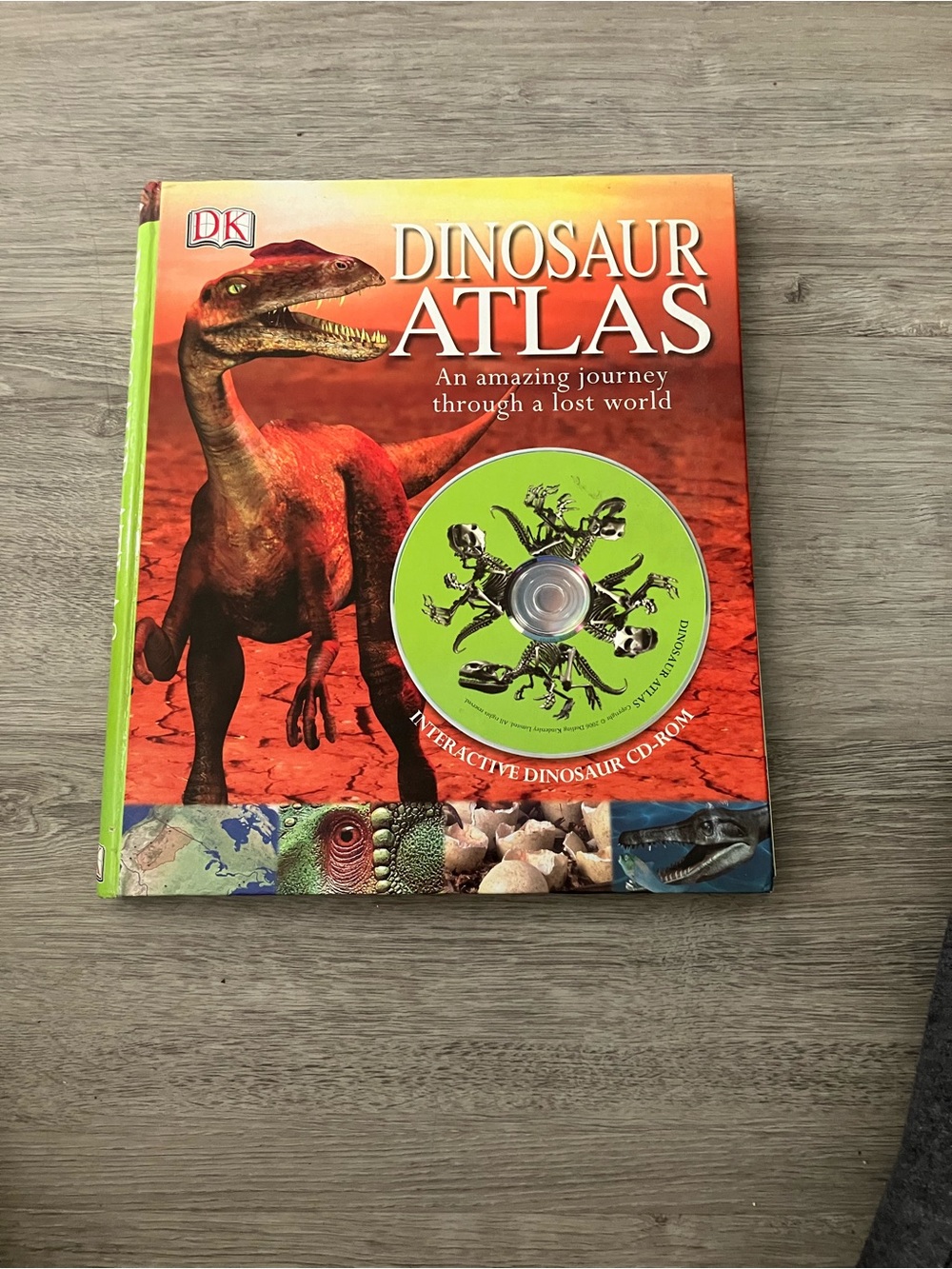 3/$15 Dinosaur Atlas Hardcover Book - Red & Green